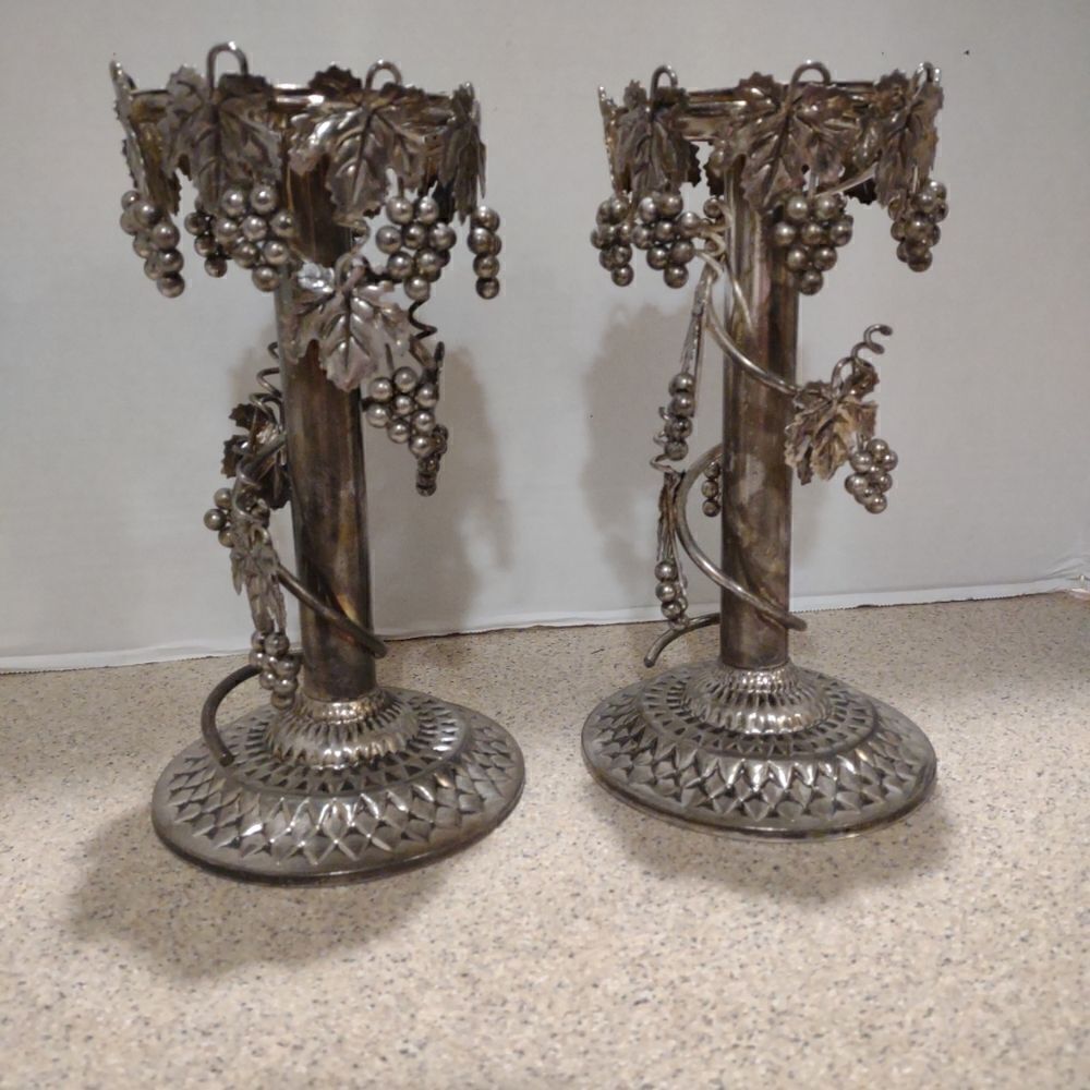 Silversmith Silver  Grapevine Candle Holders. HC